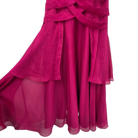 VINTAGE ALYCE DESIGNS SZ 6 FUSCHIA Y2K CHIFFON TIERED MAXI DRESS MATCHING SCARF - Picture 6 of 6